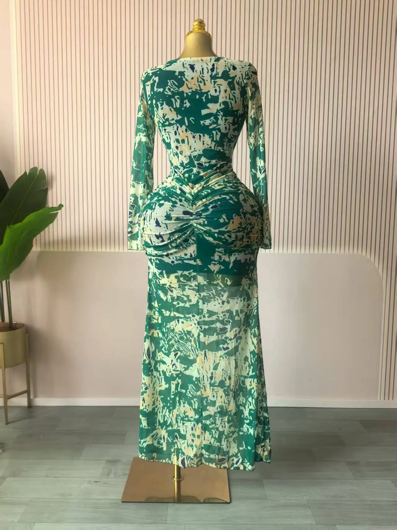 CM.YAYA Women Draped V-neck Cutout Front Ruched Stacked Bodycon Midi Long Maxi Dress 2025 Night Club Party Vestidos Sexy Dresses CM.YAYA Women Draped V-neck Cutout Front Ruched Stacked Bodycon Midi Long Maxi Dress 2025 Night Club Party Vestidos Sexy Dresses