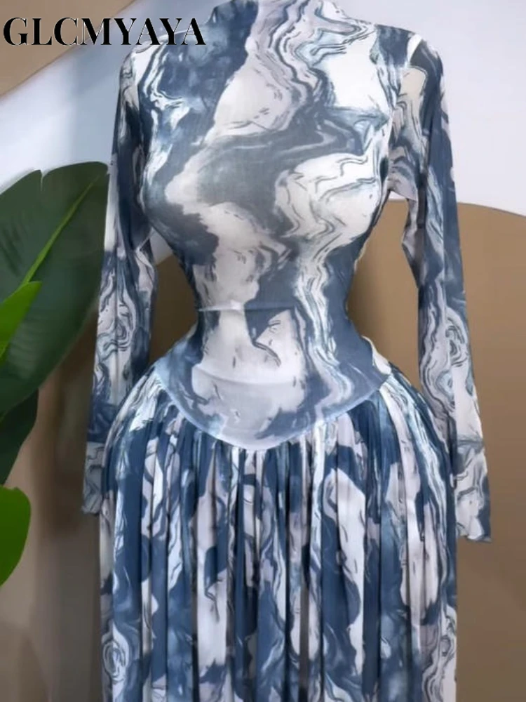 CM.YAYA Women Long Sleeve Tie Dye Print O-neck Big Swing Midi A-line Long Maxi Dress 2026 Elegant Evening Birthday Party Dresses CM.YAYA Women Long Sleeve Tie Dye Print O-neck Big Swing Midi A-line Long Maxi Dress 2026 Elegant Evening Birthday Party Dresses