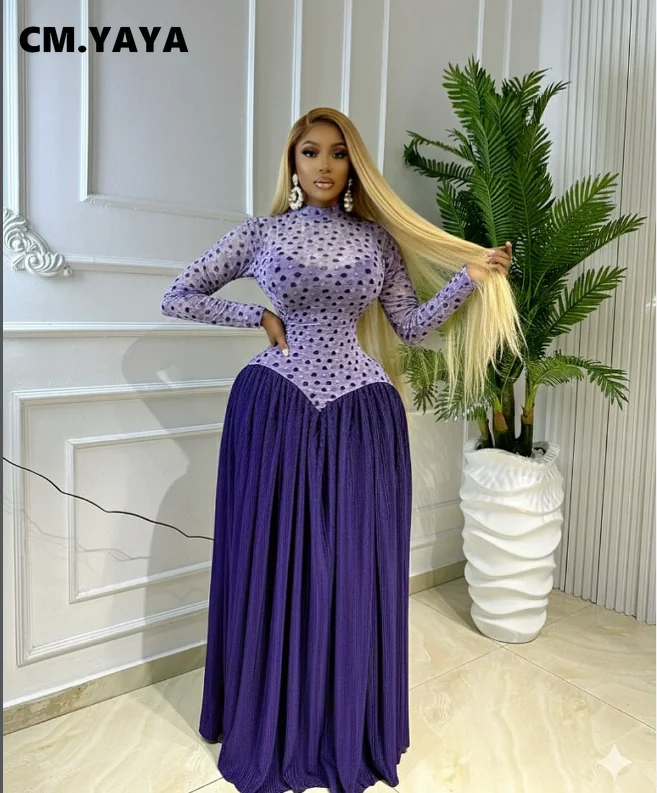 CM.YAYA Women V-neck Long Sleeve Big Swing Striped Print Long Dress 2026 Sexy Parties Evening Vacation Long Dresses Vestidos CM.YAYA Women V-neck Long Sleeve Big Swing Striped Print Long Dress 2026 Sexy Parties Evening Vacation Long Dresses Vestidos