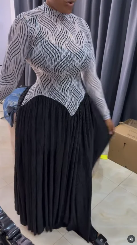 CM.YAYA Women V-neck Long Sleeve Big Swing Striped Print Long Dress 2026 Sexy Parties Evening Vacation Long Dresses Vestidos