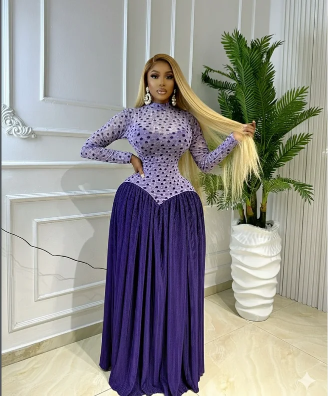 CM.YAYA Women V-neck Long Sleeve Big Swing Striped Print Long Dress 2026 Sexy Parties Evening Vacation Long Dresses Vestidos