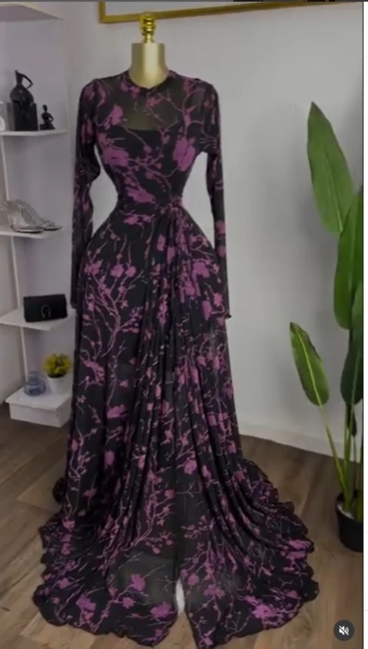 GLCMYAYA Women Long Sleeve Floral O-neck High Split Big Swing A-line Maxi Dress 2026 Birthday Vacation Trendy Dresses Vestidos GLCMYAYA Women Long Sleeve Floral O-neck High Split Big Swing A-line Maxi Dress 2026 Birthday Vacation Trendy Dresses Vestidos