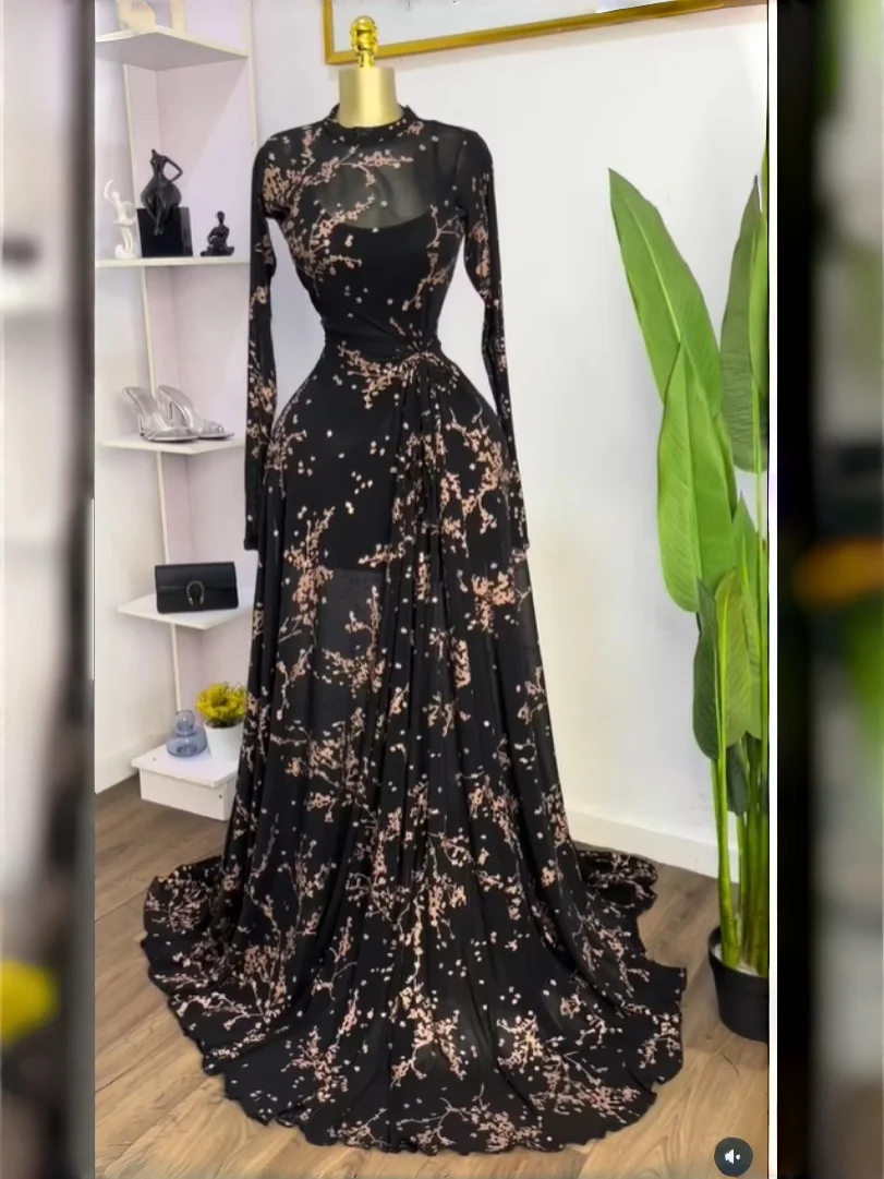 GLCMYAYA Women Long Sleeve Floral O-neck High Split Big Swing A-line Maxi Dress 2026 Birthday Vacation Trendy Dresses Vestidos GLCMYAYA Women Long Sleeve Floral O-neck High Split Big Swing A-line Maxi Dress 2026 Birthday Vacation Trendy Dresses Vestidos