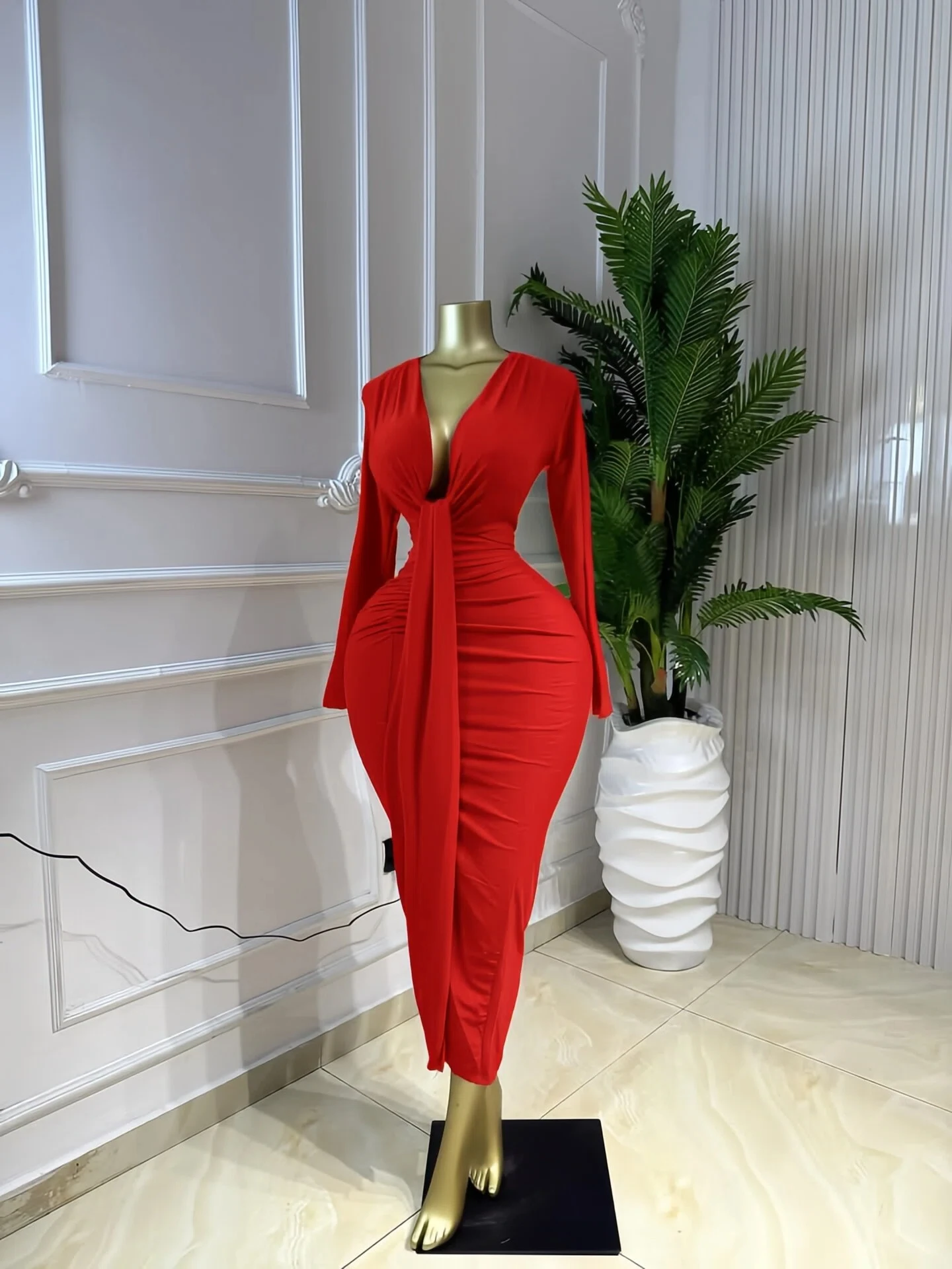 GLCMYAYA Women Long Sleeve Bowknot Deep V-neck Bodycon Midi Maxi Dress 2026 Birthday Holiday Party Trendy Long Dresses Vestidos GLCMYAYA Women Long Sleeve Bowknot Deep V-neck Bodycon Midi Maxi Dress 2026 Birthday Holiday Party Trendy Long Dresses Vestidos