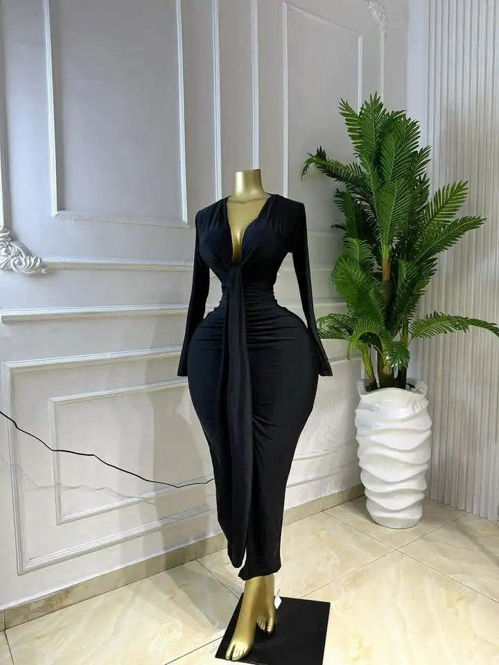 GLCMYAYA Women Long Sleeve Bowknot Deep V-neck Bodycon Midi Maxi Dress 2026 Birthday Holiday Party Trendy Long Dresses Vestidos GLCMYAYA Women Long Sleeve Bowknot Deep V-neck Bodycon Midi Maxi Dress 2026 Birthday Holiday Party Trendy Long Dresses Vestidos