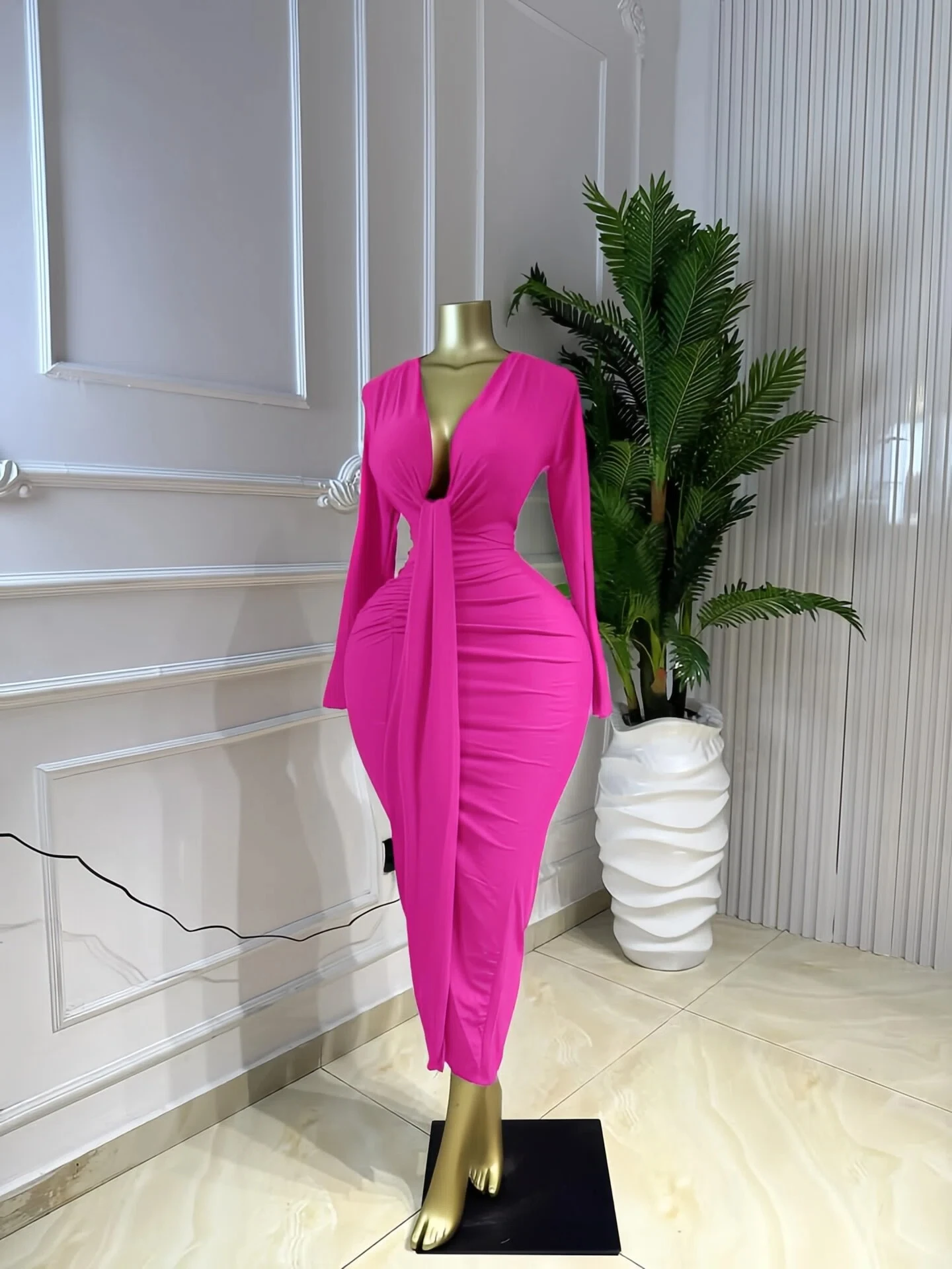 GLCMYAYA Women Long Sleeve Bowknot Deep V-neck Bodycon Midi Maxi Dress 2026 Birthday Holiday Party Trendy Long Dresses Vestidos GLCMYAYA Women Long Sleeve Bowknot Deep V-neck Bodycon Midi Maxi Dress 2026 Birthday Holiday Party Trendy Long Dresses Vestidos