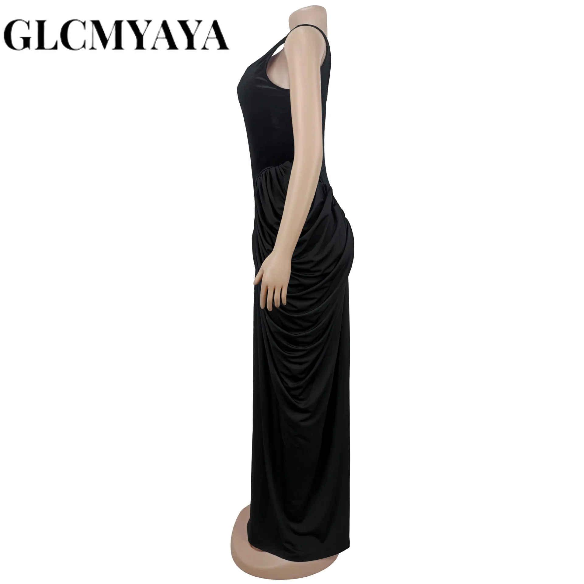 GLCMYAYA Women Velvet Stacked Ruched Sleeveless Bodycon Long Maxi Dresses 2026 Fall Party Trendy Birthday Evening Dress Vestidos GLCMYAYA Women Velvet Stacked Ruched Sleeveless Bodycon Long Maxi Dresses 2026 Fall Party Trendy Birthday Evening Dress Vestidos