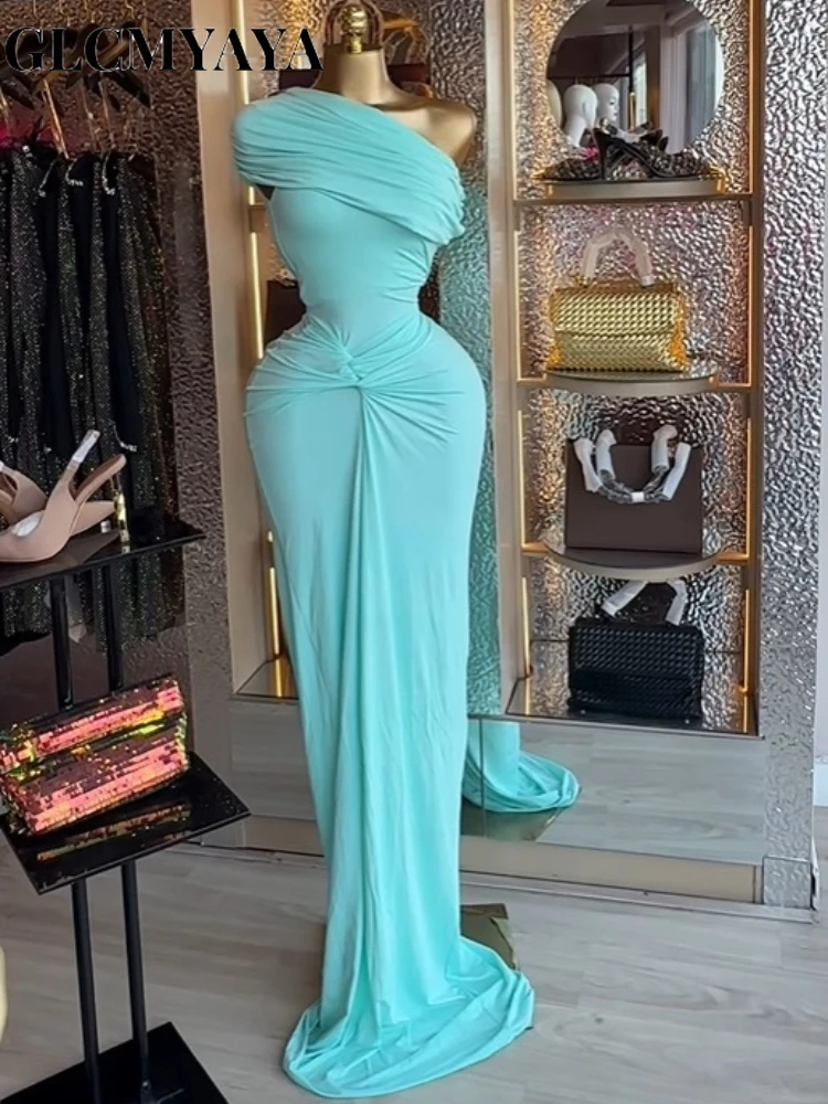 CM.YAYA Women Wraped Waist One Shoulder Ruched Stacked Bodycon Midi Long Maxi Dress 2026 Elegant Evening Birthday Party Dresses CM.YAYA Women Wraped Waist One Shoulder Ruched Stacked Bodycon Midi Long Maxi Dress 2026 Elegant Evening Birthday Party Dresses