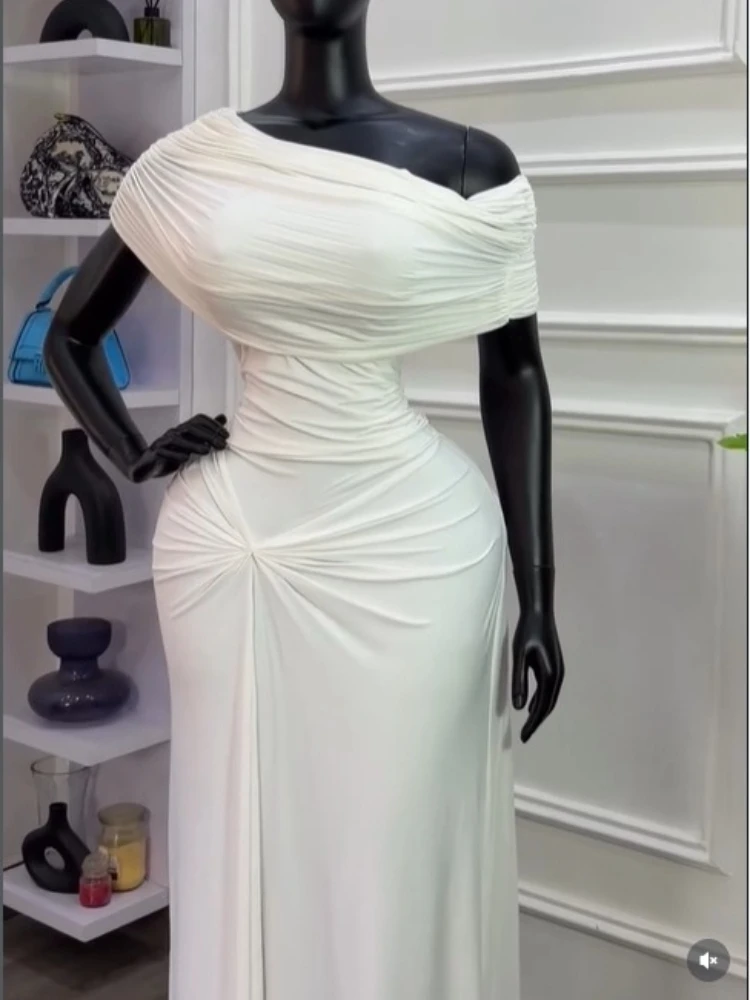 CM.YAYA Women Wraped Waist One Shoulder Ruched Stacked Bodycon Midi Long Maxi Dress 2026 Elegant Evening Birthday Party Dresses CM.YAYA Women Wraped Waist One Shoulder Ruched Stacked Bodycon Midi Long Maxi Dress 2026 Elegant Evening Birthday Party Dresses