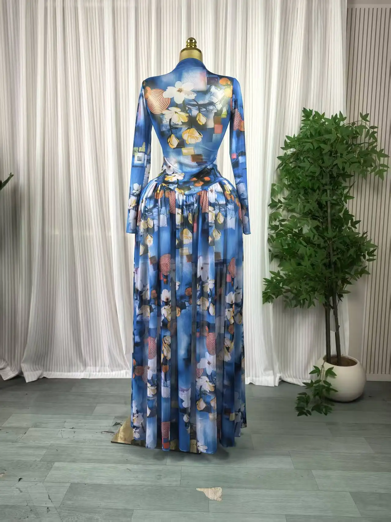 CM.YAYA Women leaf Print patchwork smock Midi A-line Long Maxi Dress 2026 Elegant Evening Birthday Party Dresses Trendy Vestidos CM.YAYA Women leaf Print patchwork smock Midi A-line Long Maxi Dress 2026 Elegant Evening Birthday Party Dresses Trendy Vestidos