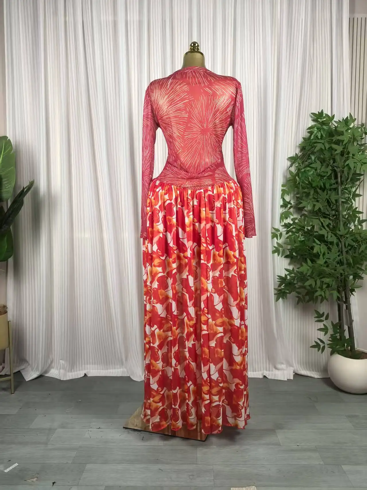 CM.YAYA Women leaf Print patchwork smock Midi A-line Long Maxi Dress 2026 Elegant Evening Birthday Party Dresses Trendy Vestidos CM.YAYA Women leaf Print patchwork smock Midi A-line Long Maxi Dress 2026 Elegant Evening Birthday Party Dresses Trendy Vestidos