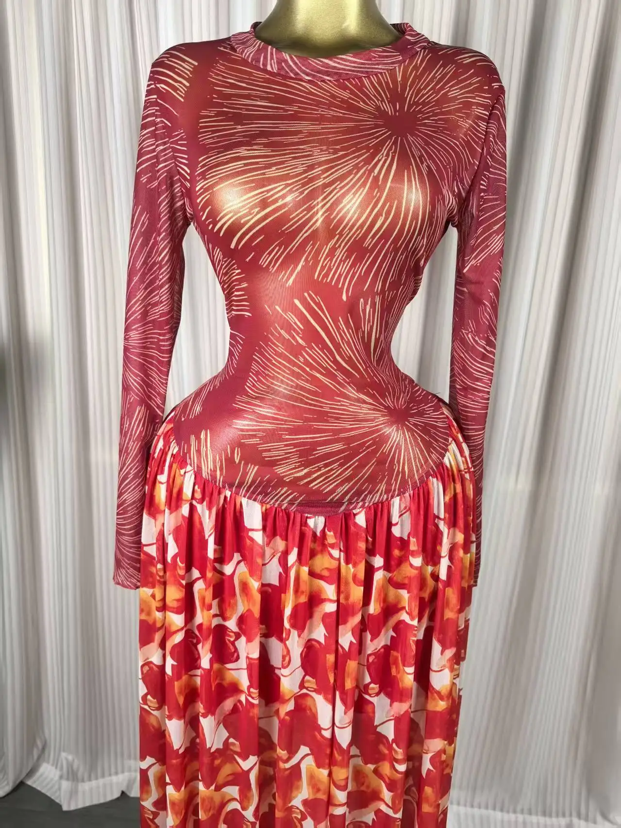 CM.YAYA Women leaf Print patchwork smock Midi A-line Long Maxi Dress 2026 Elegant Evening Birthday Party Dresses Trendy Vestidos CM.YAYA Women leaf Print patchwork smock Midi A-line Long Maxi Dress 2026 Elegant Evening Birthday Party Dresses Trendy Vestidos