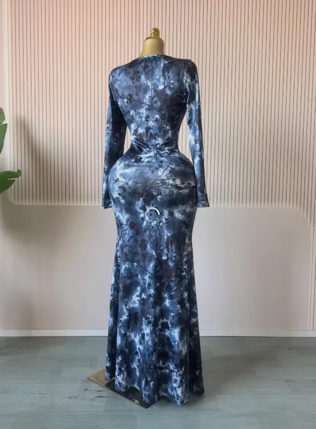 CM.YAYA Women Print O-neck Stacked Ruched Bowknot Streamer Mermaid Maxi Midi Dress 2026 Cocktail Birthday Holiday Party Dresses