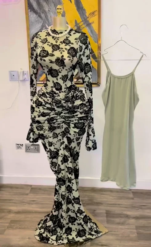 CM.YAYA Women Flare Long Sleeve Stacked Dot Mesh See Though with Lining Maxi Long Dress 2025 Evening Birthday Sexy Party Dresses CM.YAYA Women Flare Long Sleeve Stacked Dot Mesh See Though with Lining Maxi Long Dress 2025 Evening Birthday Sexy Party Dresses