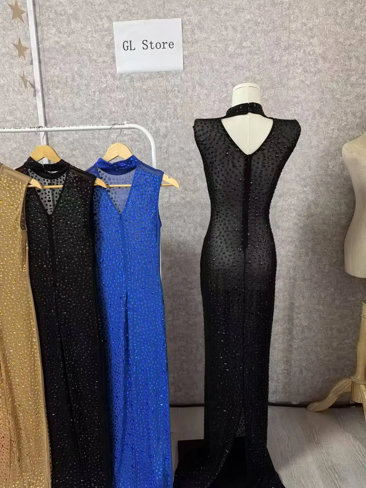 CM.YAYA 2024 Fall Diamonds Hot Rhinestones O-neck Women Sleeveless Bodycon Long Dress Birthday Party Evening Prom Maxi Dresses