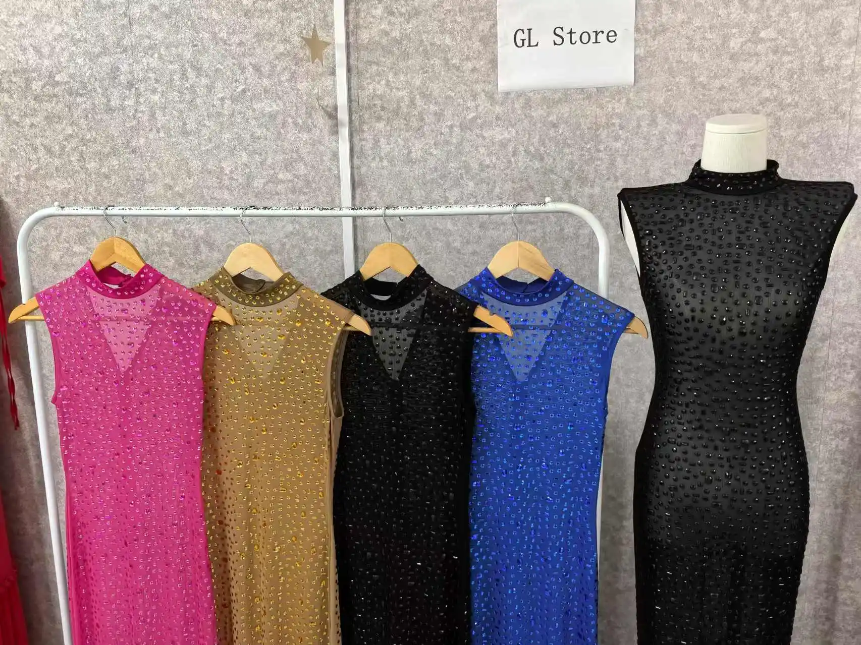 CM.YAYA 2024 Fall Diamonds Hot Rhinestones O-neck Women Sleeveless Bodycon Long Dress Birthday Party Evening Prom Maxi Dresses