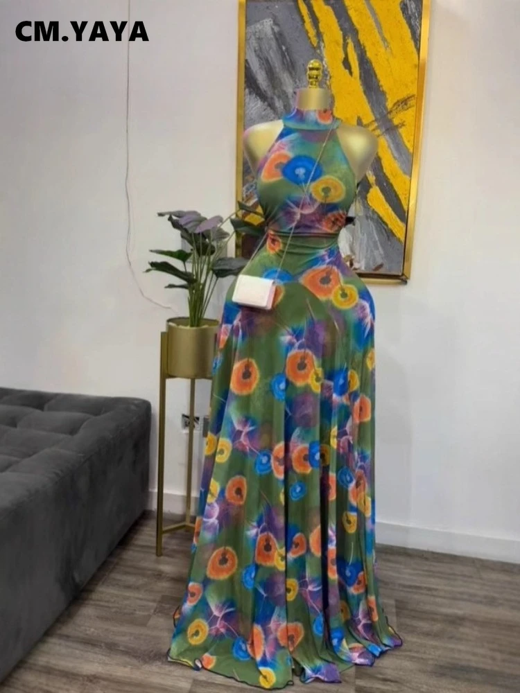 GLCMYAYA 2025 Fall Women O-neck Sleeveless Print Mermaid Maxi Dress Evening Birthday Beach Sexy Night Party Long Dresses