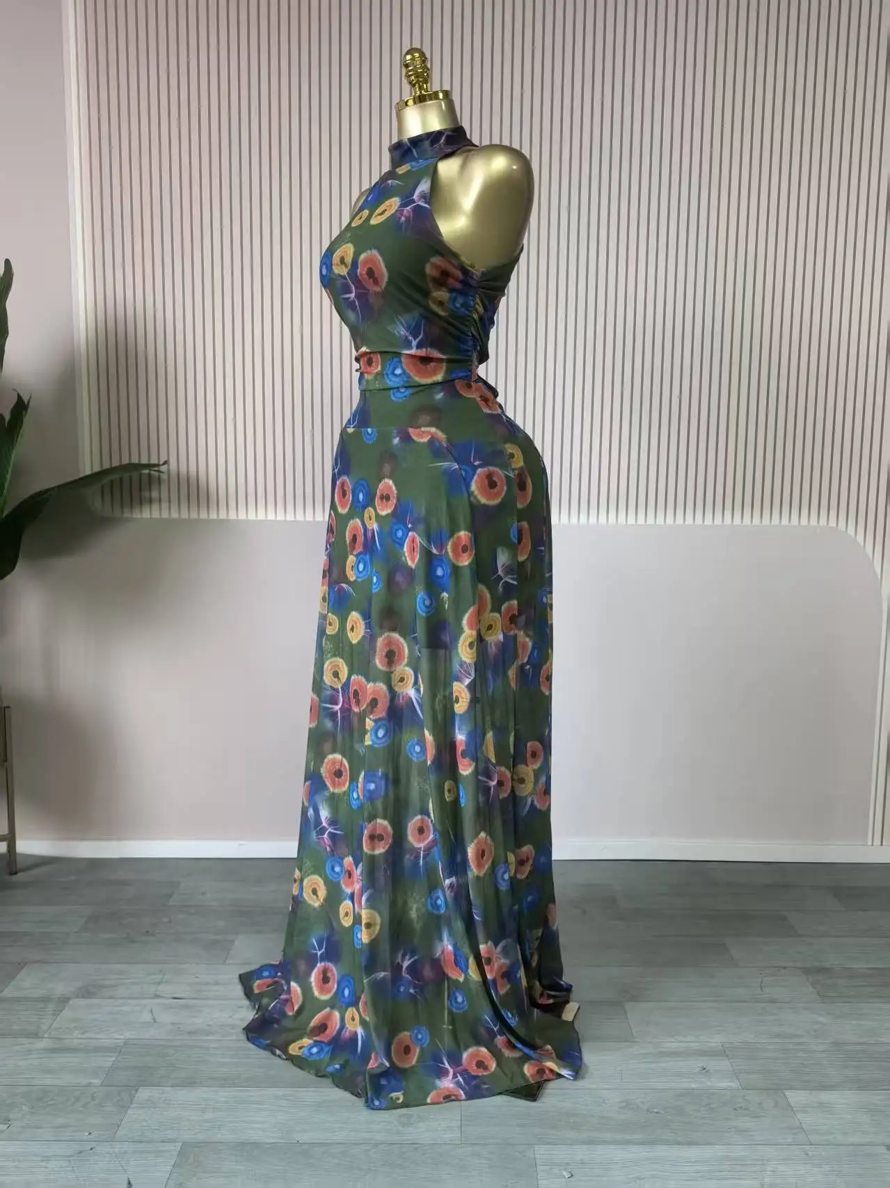 GLCMYAYA 2025 Fall Women O-neck Sleeveless Print Mermaid Maxi Dress Evening Birthday Beach Sexy Night Party Long Dresses