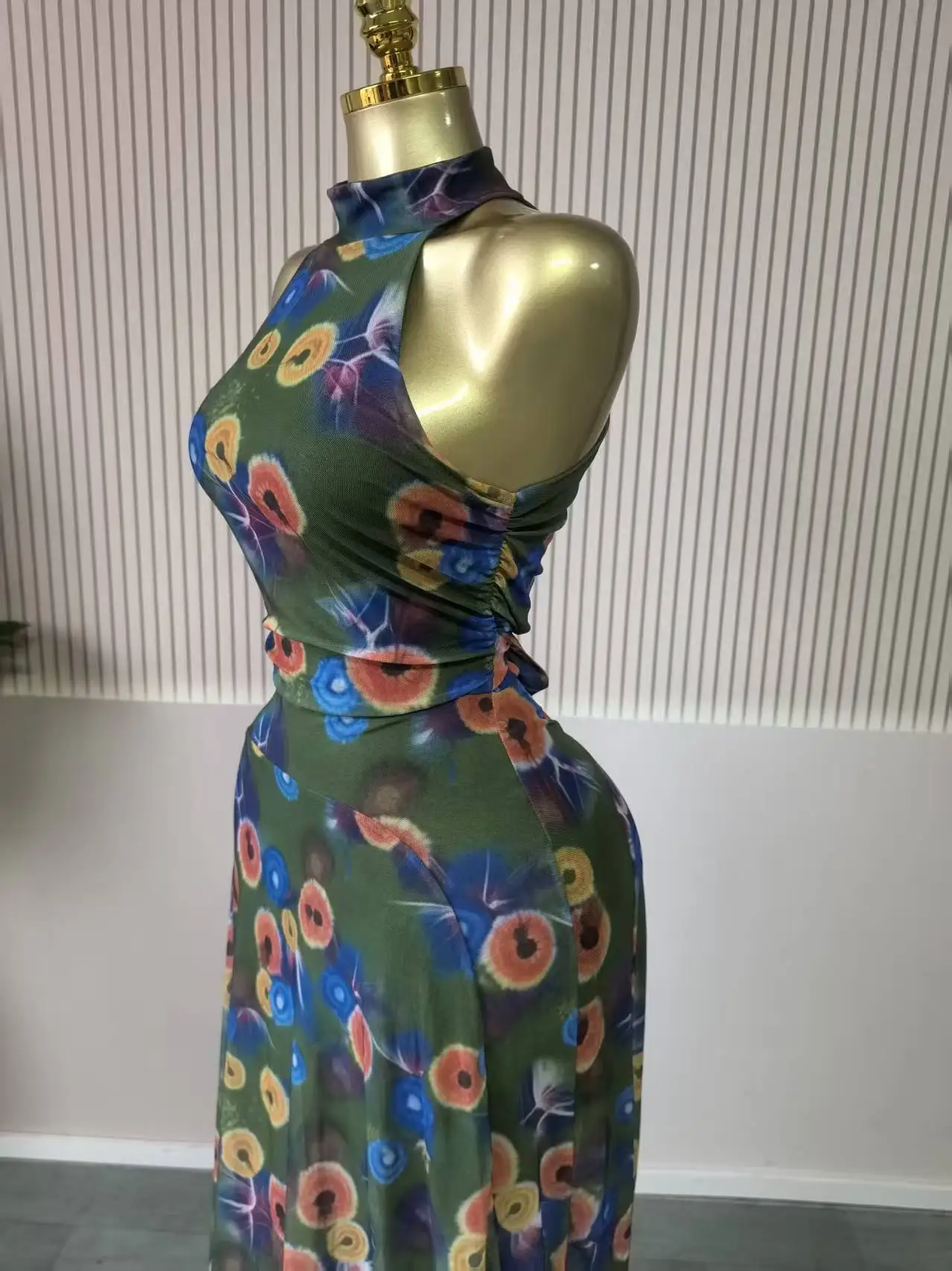 GLCMYAYA 2025 Fall Women O-neck Sleeveless Print Mermaid Maxi Dress Evening Birthday Beach Sexy Night Party Long Dresses