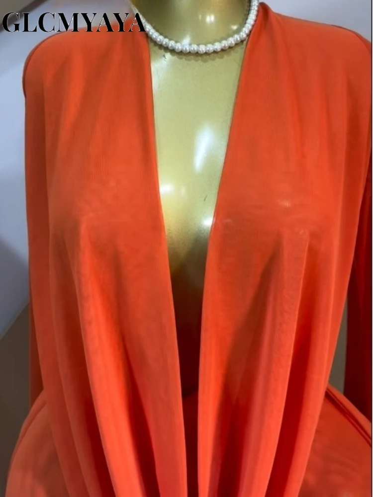 CM.YAYA Women Pile Collar Backless Clock Long Sleeve Mesh Bodycon Midi Mini Dress 2026 Party Holiday Dresses Trendy Vestidos CM.YAYA Women Pile Collar Backless Clock Long Sleeve Mesh Bodycon Midi Mini Dress 2026 Party Holiday Dresses Trendy Vestidos