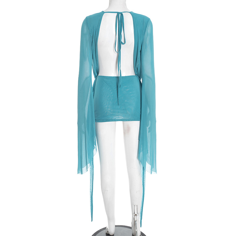 CM.YAYA Women Pile Collar Backless Clock Long Sleeve Mesh Bodycon Midi Mini Dress 2026 Party Holiday Dresses Trendy Vestidos CM.YAYA Women Pile Collar Backless Clock Long Sleeve Mesh Bodycon Midi Mini Dress 2026 Party Holiday Dresses Trendy Vestidos