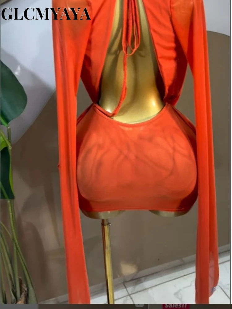 CM.YAYA Women Pile Collar Backless Clock Long Sleeve Mesh Bodycon Midi Mini Dress 2026 Party Holiday Dresses Trendy Vestidos CM.YAYA Women Pile Collar Backless Clock Long Sleeve Mesh Bodycon Midi Mini Dress 2026 Party Holiday Dresses Trendy Vestidos