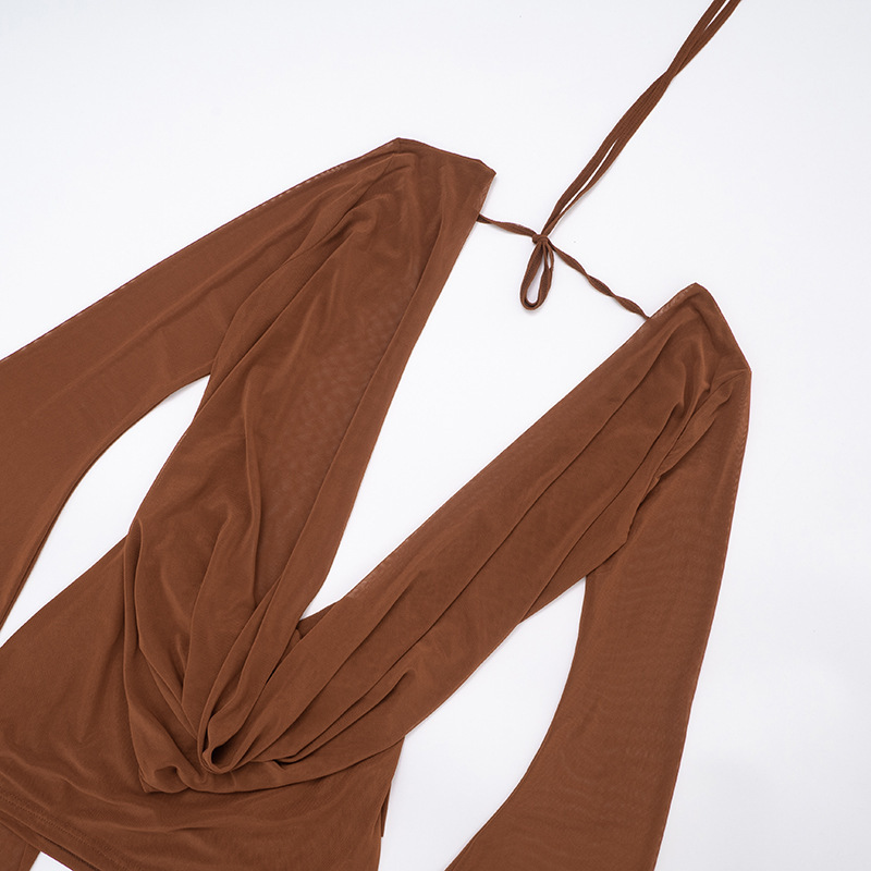 CM.YAYA Women Pile Collar Backless Clock Long Sleeve Mesh Bodycon Midi Mini Dress 2026 Party Holiday Dresses Trendy Vestidos CM.YAYA Women Pile Collar Backless Clock Long Sleeve Mesh Bodycon Midi Mini Dress 2026 Party Holiday Dresses Trendy Vestidos