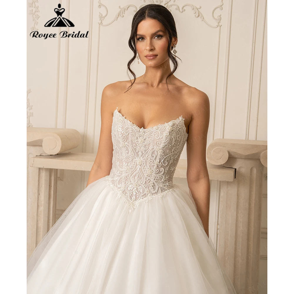 Princess-Style Strapless Tulle Beaded Wedding Dress for Women 2026 Backless Bridal Dress Vestidos Roycebridal Customized Princess-Style Strapless Tulle Beaded Wedding Dress for Women 2026 Backless Bridal Dress Vestidos Roycebridal Customized
