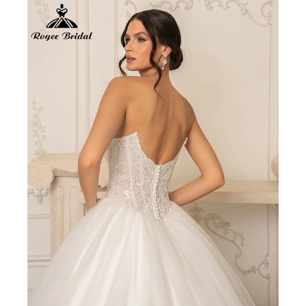 Princess-Style Strapless Tulle Beaded Wedding Dress for Women 2026 Backless Bridal Dress Vestidos Roycebridal Customized Princess-Style Strapless Tulle Beaded Wedding Dress for Women 2026 Backless Bridal Dress Vestidos Roycebridal Customized