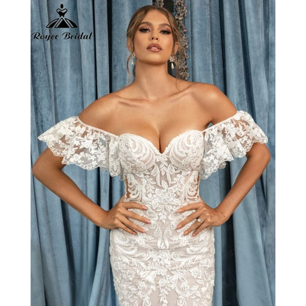 Luxe Tulle Lace Mermaid Wedding Dress for Women 2026 Deep V Sheer Cutout Bridal Dress Vestidos Roycebridal Customized