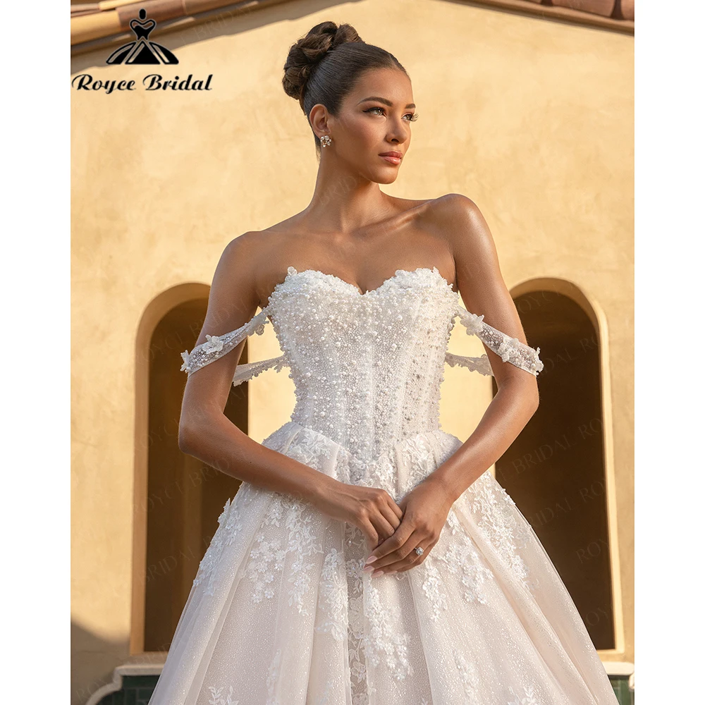Off-the-Shoulder Beaded Tulle Wedding Dress for Women 2026 Princess-Style Slim Bridal Dress Vestidos Roycebridal Customized