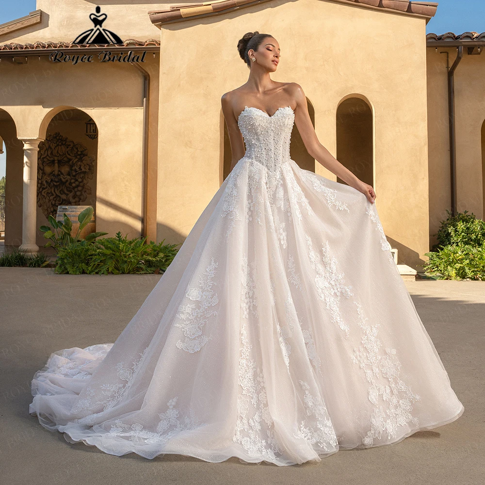 Off-the-Shoulder Beaded Tulle Wedding Dress for Women 2026 Princess-Style Slim Bridal Dress Vestidos Roycebridal Customized