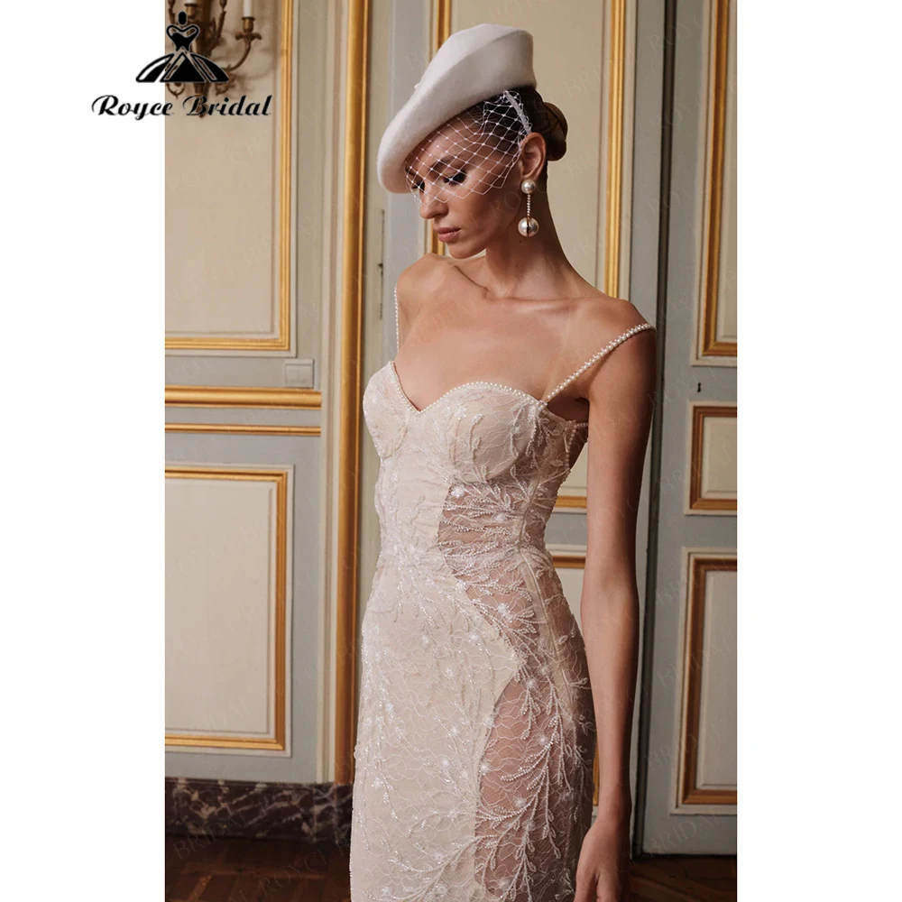 French Retro Lace Tulle Mermaid Wedding Dress for Women 2026 High-Neck Shawl Bridal Dress Vestidos Roycebridal Customized