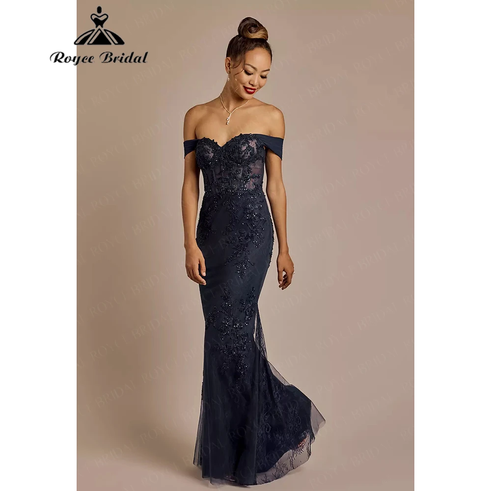 Roycebridal Mermaid Lace & Beaded Tulle Evening Gown for Women 2026 with Off-the-Shoulder Long Dresses Customized