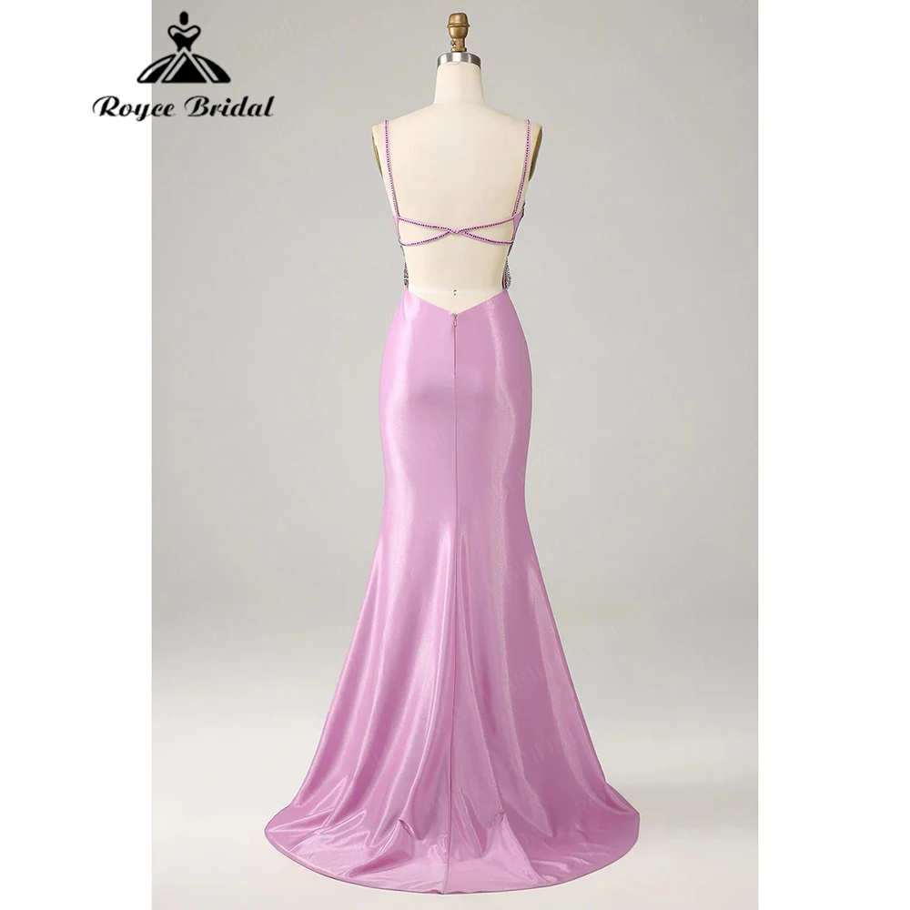 Roycebridal Mermaid Rhinestone Satin vestidos de gala Sexy for Women 2026 Backless dresses for birthday luxury Customized