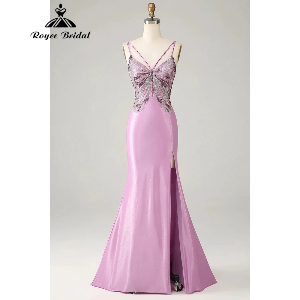 Roycebridal Mermaid Rhinestone Satin vestidos de gala Sexy for Women 2026 Backless dresses for birthday luxury Customized