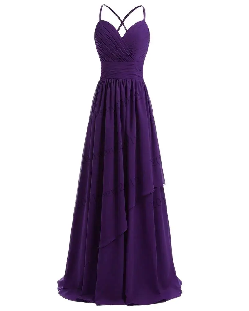 A Line Chiffon Elegant Spaghetti Straps Pleat Off Shoulder Bridesmaid Dresses Wedding Party Formal Prom Evening Lace Up Back