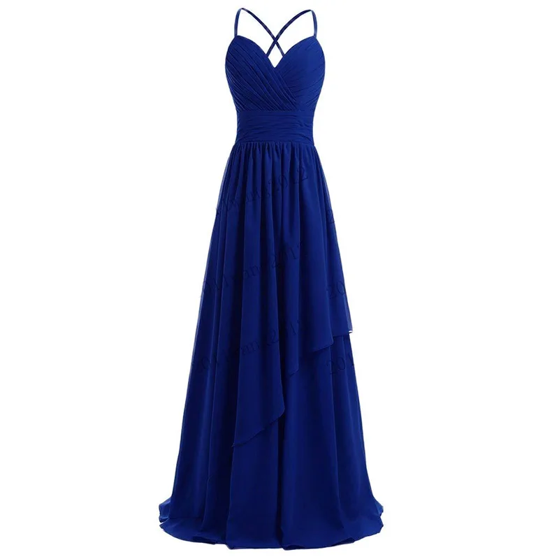 A Line Chiffon Elegant Spaghetti Straps Pleat Off Shoulder Bridesmaid Dresses Wedding Party Formal Prom Evening Lace Up Back