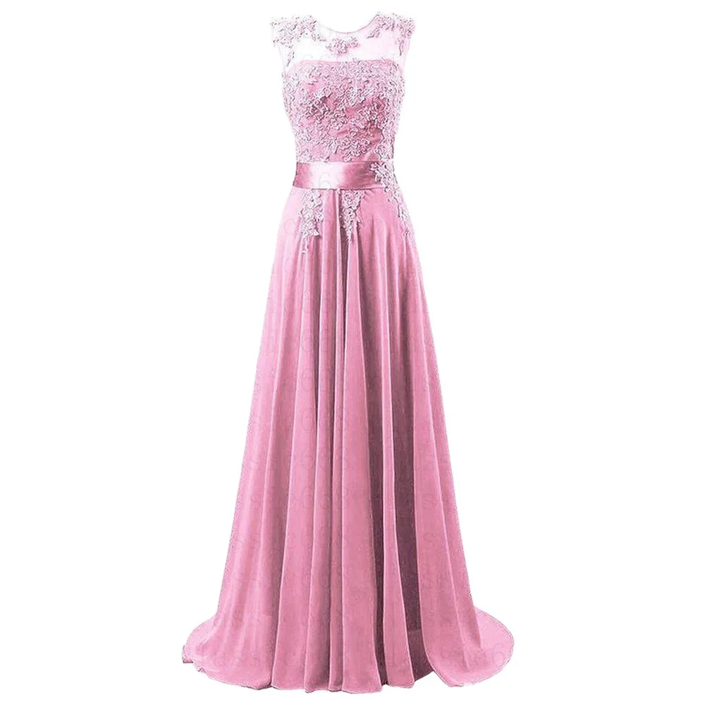 A Line Chiffon Elegant Off Shoulder Boat Neck Cheap Beading Applique Bridesmaid Dresses Wedding Party Evening Prom Lace Up Back