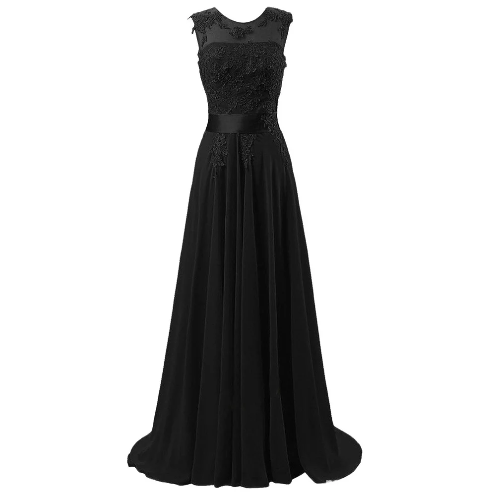 A Line Chiffon Elegant Off Shoulder Boat Neck Cheap Beading Applique Bridesmaid Dresses Wedding Party Evening Prom Lace Up Back