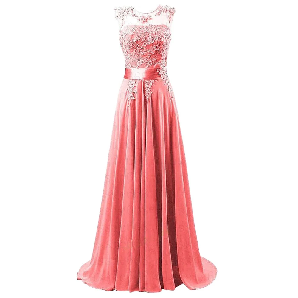 A Line Chiffon Elegant Off Shoulder Boat Neck Cheap Beading Applique Bridesmaid Dresses Wedding Party Evening Prom Lace Up Back