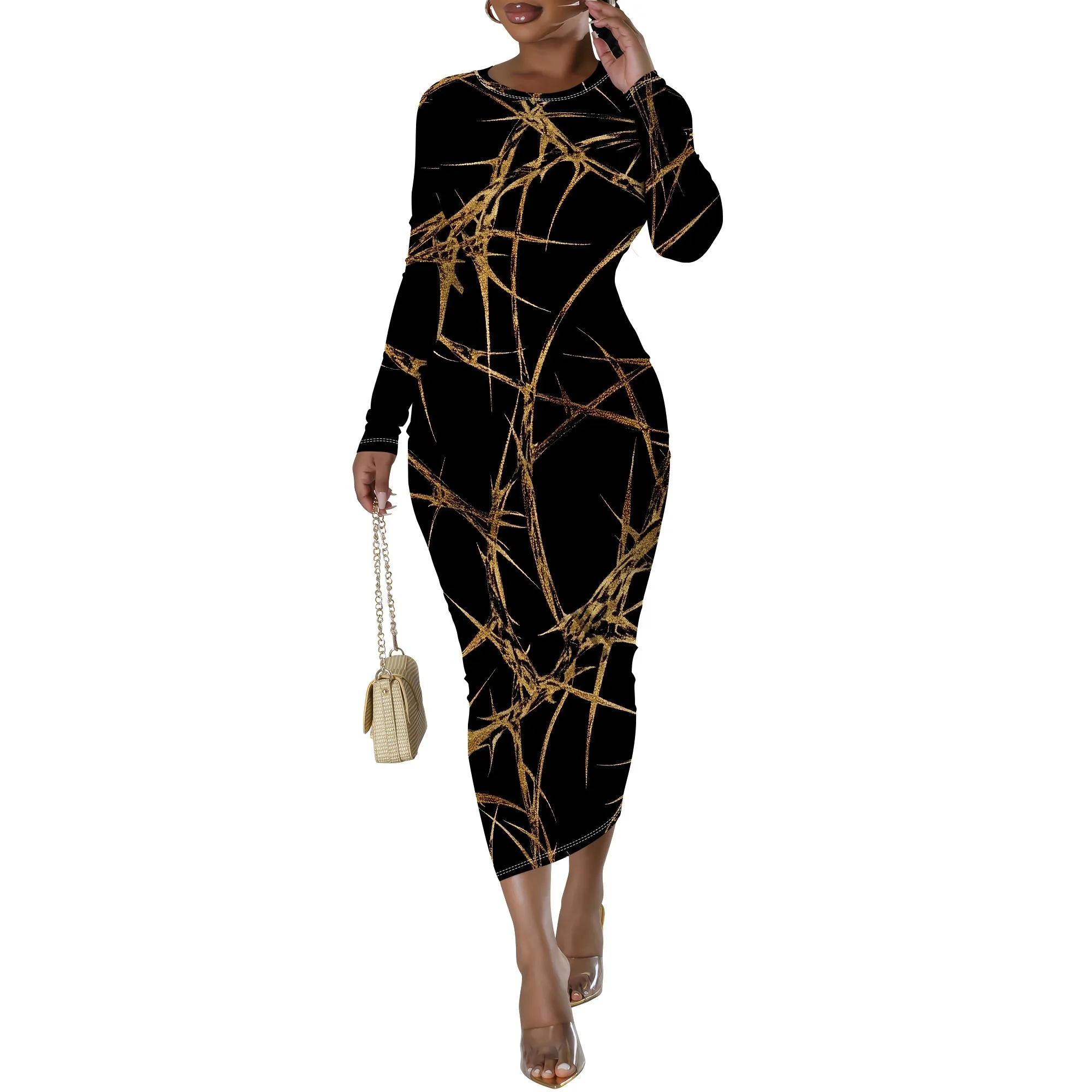 Plus Size Blue Geometric Diamond Long Sleeve Bodycon Dress - Women's Modern Bold Party Date Night Workwear Plus Size Blue Geometric Diamond Long Sleeve Bodycon Dress - Women's Modern Bold Party Date Night Workwear