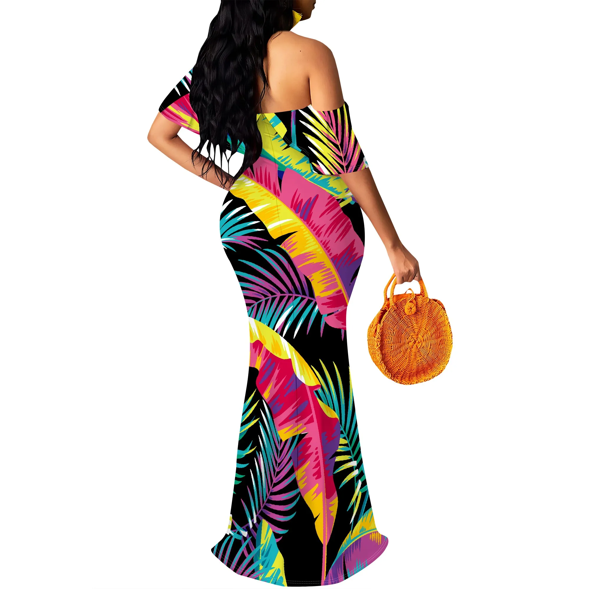 Women's Sexy Summer Off Shoulder Maxi Dress Floral Ruffle Evening Party Long Dress Women's Sexy Summer Off Shoulder Maxi Dress Floral Ruffle Evening Party Long Dress