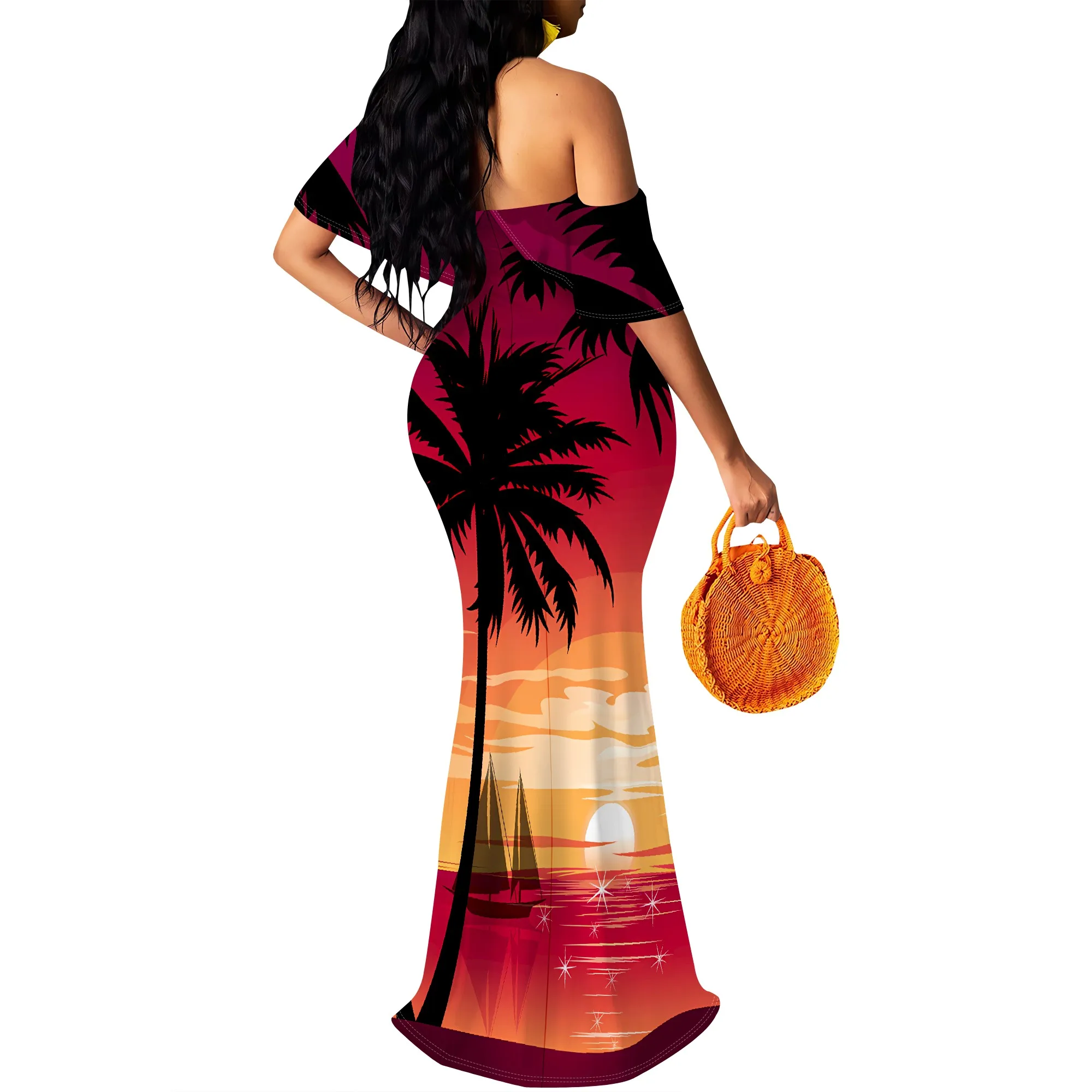 Women's Sexy Summer Off Shoulder Maxi Dress Floral Ruffle Evening Party Long Dress Women's Sexy Summer Off Shoulder Maxi Dress Floral Ruffle Evening Party Long Dress