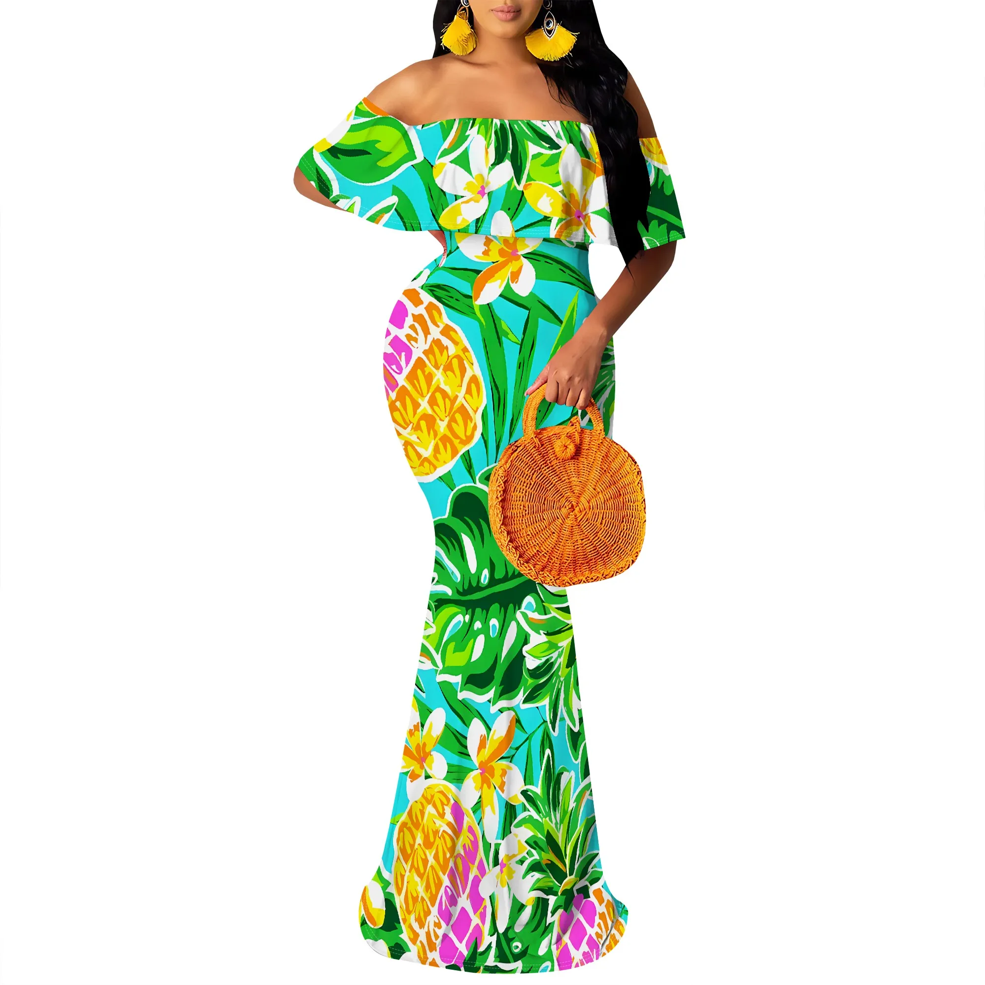 Women's Sexy Summer Off Shoulder Maxi Dress Floral Ruffle Evening Party Long Dress Women's Sexy Summer Off Shoulder Maxi Dress Floral Ruffle Evening Party Long Dress