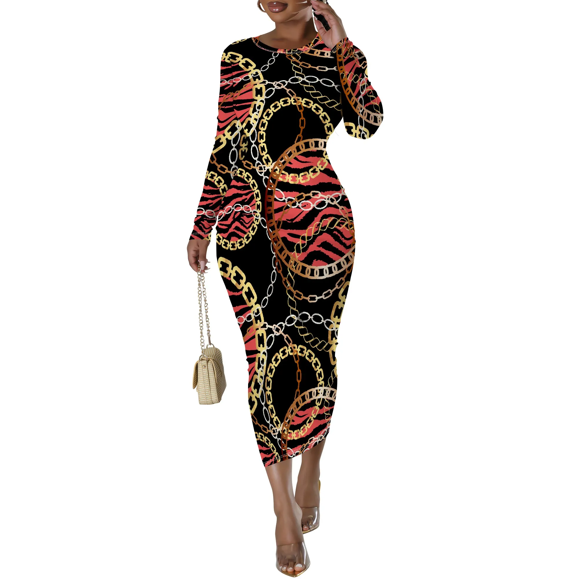 Plus Size Chain Tiger Print Long Sleeve Bodycon Dress – Women’s Fierce Trendy Party Date Night Workwear Plus Size Chain Tiger Print Long Sleeve Bodycon Dress - Women's Fierce Trendy Party Date Night Workwear