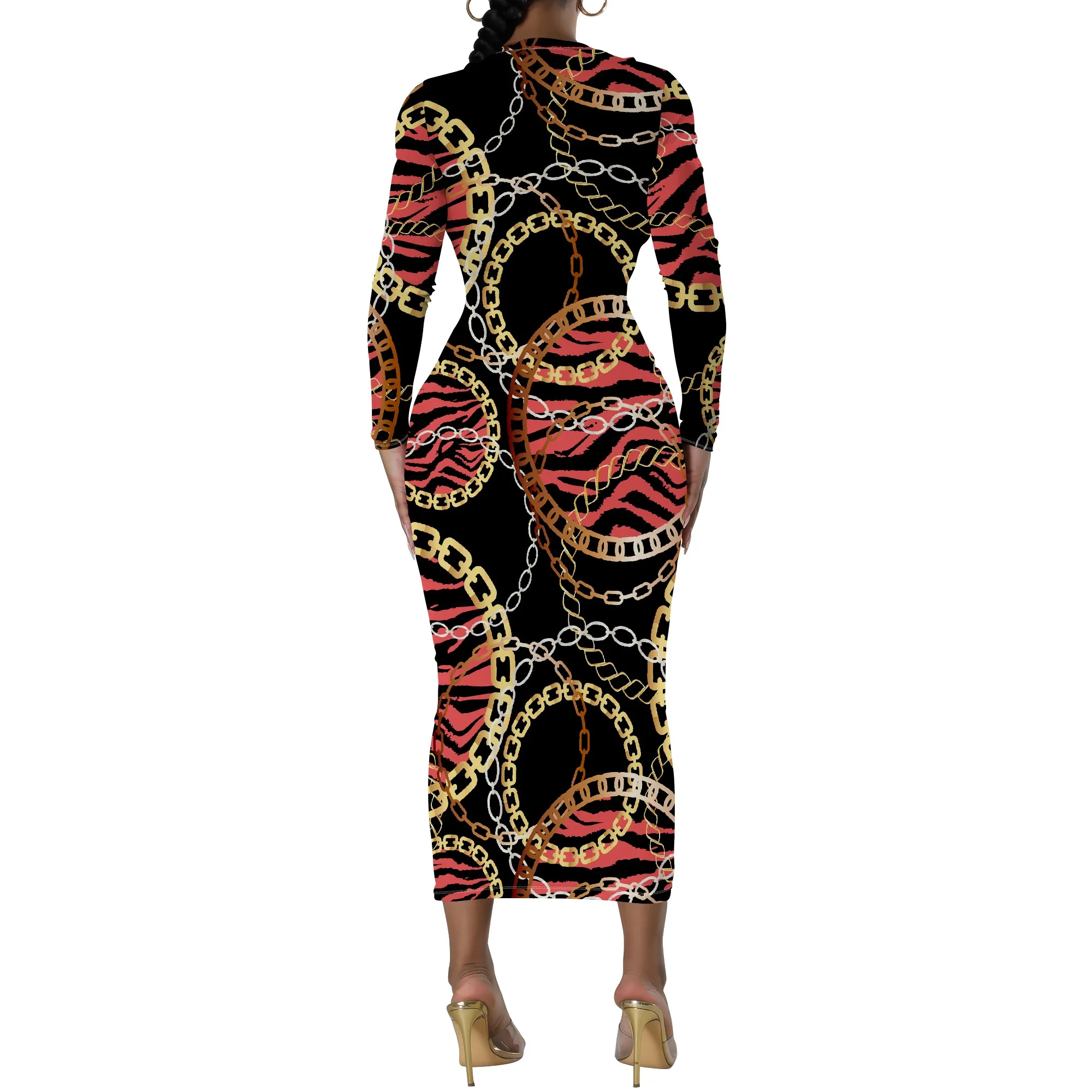 Plus Size Chain Tiger Print Long Sleeve Bodycon Dress – Women’s Fierce Trendy Party Date Night Workwear Plus Size Chain Tiger Print Long Sleeve Bodycon Dress - Women's Fierce Trendy Party Date Night Workwear