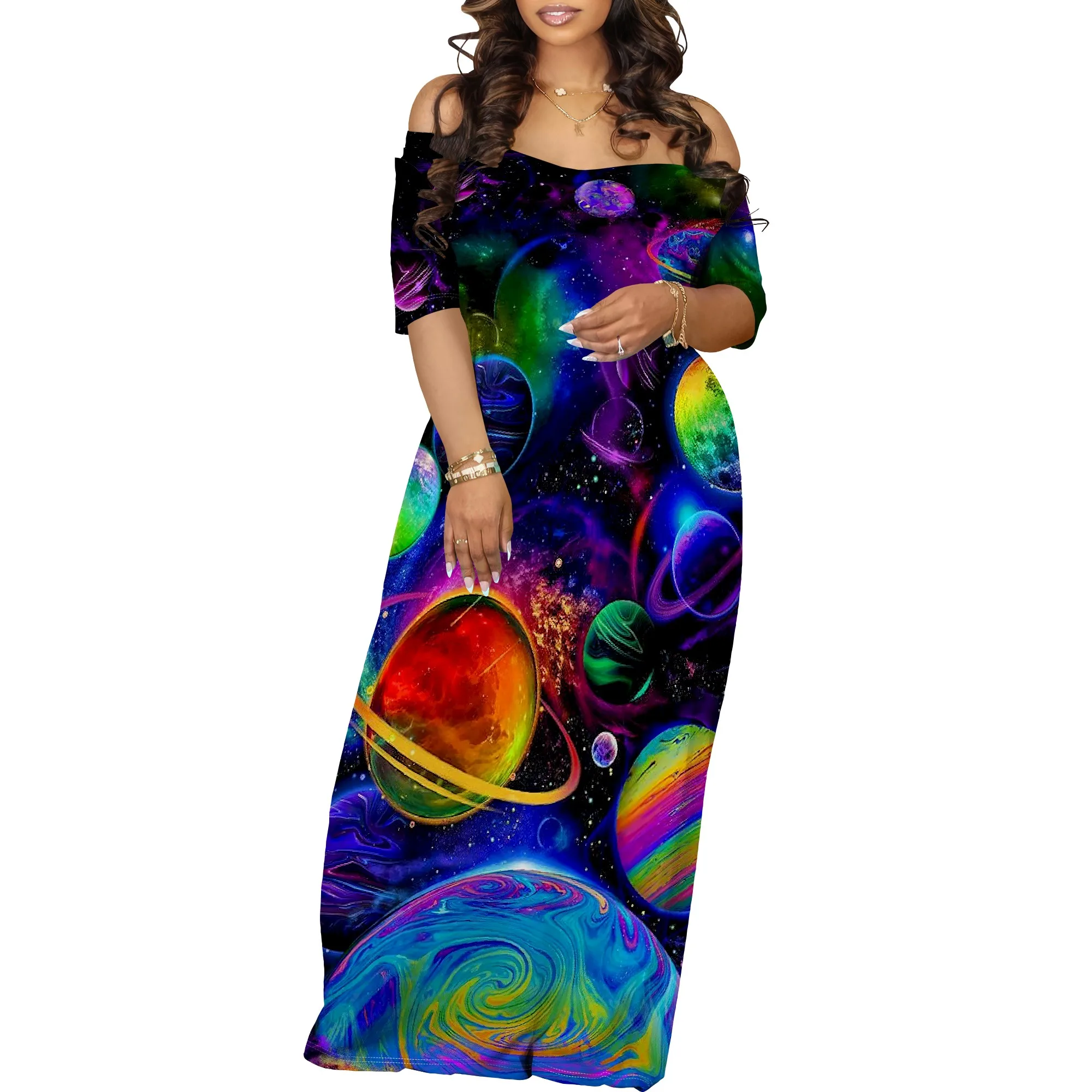 Women's Off Shoulder Maxi Dress Summer Casual Short Sleeve Long Flowy Dresses for Cocktail Women's Off Shoulder Maxi Dress Summer Casual Short Sleeve Long Flowy Dresses for Cocktail