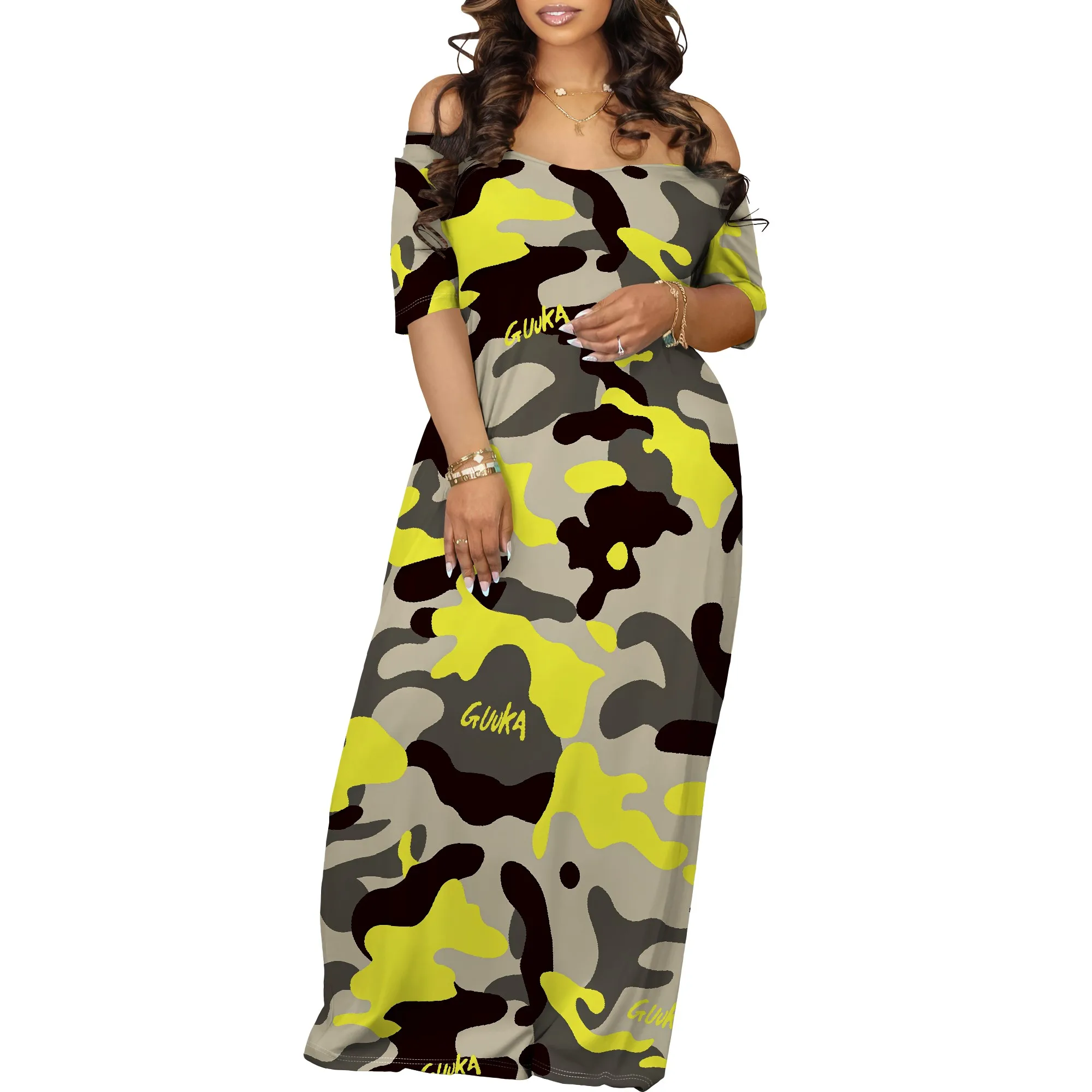 Women's Off Shoulder Maxi Dress Summer Casual Short Sleeve Long Flowy Dresses for Cocktail Women's Off Shoulder Maxi Dress Summer Casual Short Sleeve Long Flowy Dresses for Cocktail