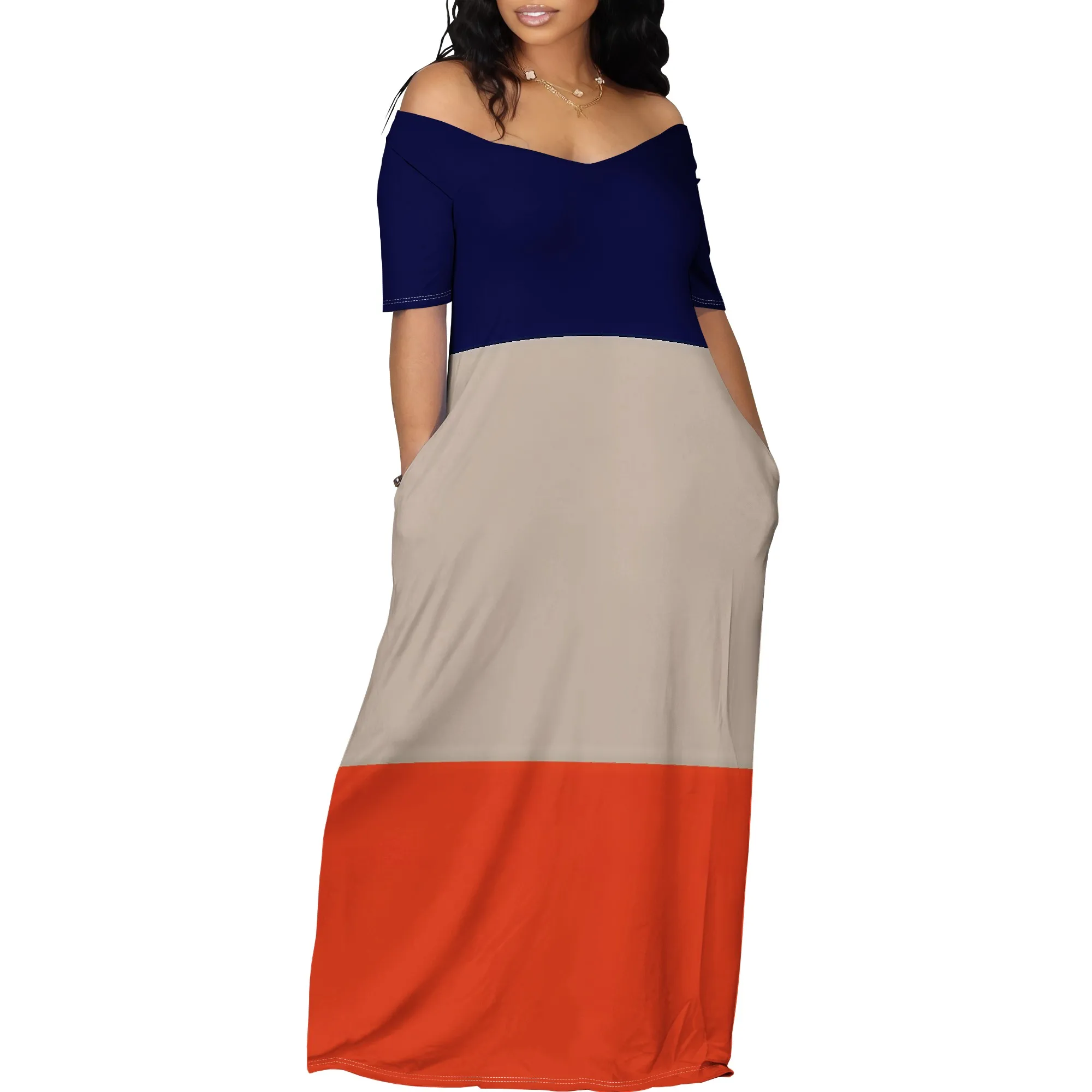 Women's Off Shoulder Maxi Dress Summer Casual Short Sleeve Long Flowy Dresses for Cocktail Women's Off Shoulder Maxi Dress Summer Casual Short Sleeve Long Flowy Dresses for Cocktail